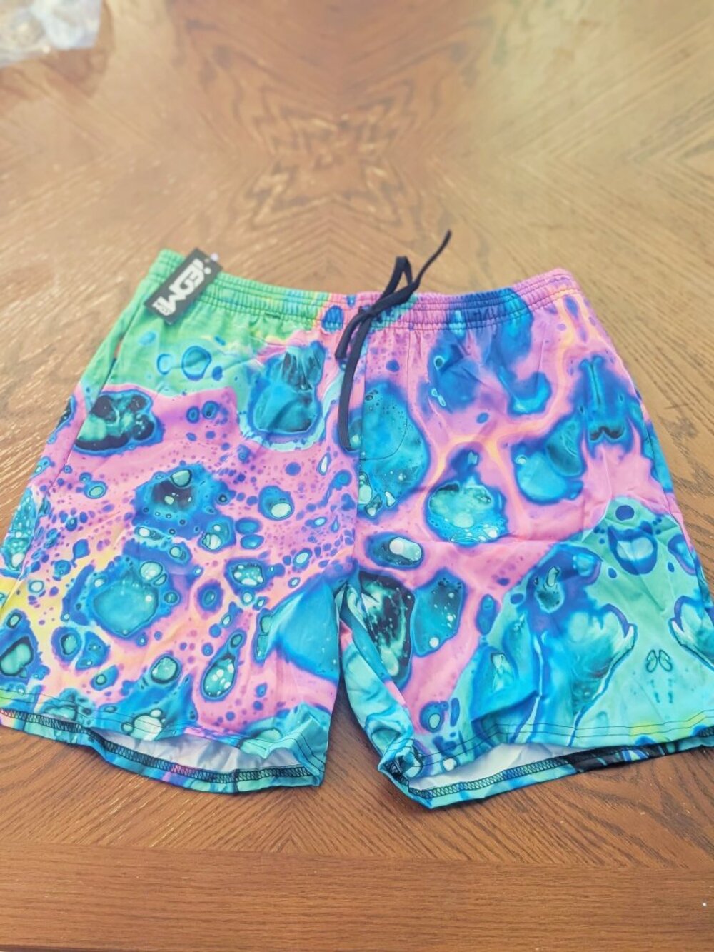 iEDM Swim Trunks Mens 34 Multicolor Excellent Psychedelic Trippy Shorts